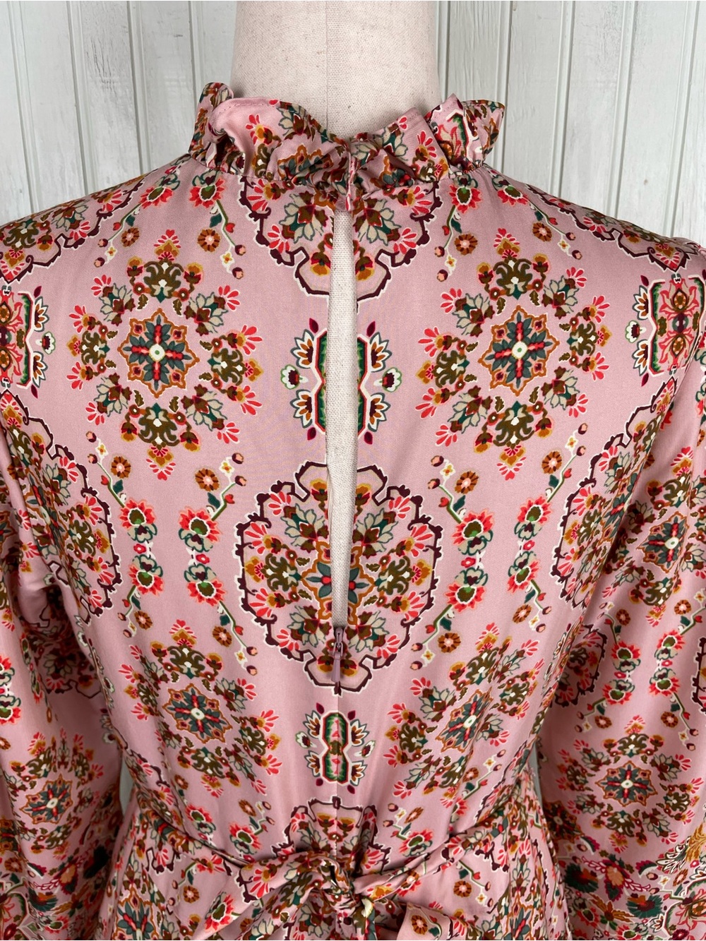 Boden Mariam Silk Blend Maxi Dress US Size 6 Old Rose Intricate Tapestry Pink - Picture 9 of 14